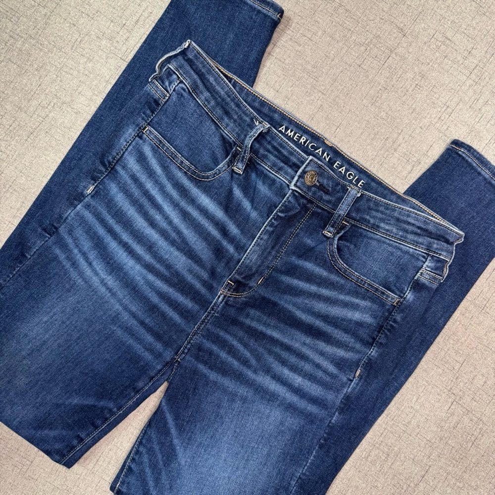 American Eagle AE Next Level High Waisted Jegging Dark Skinny Jeans Size 8 - Picture 7 of 11